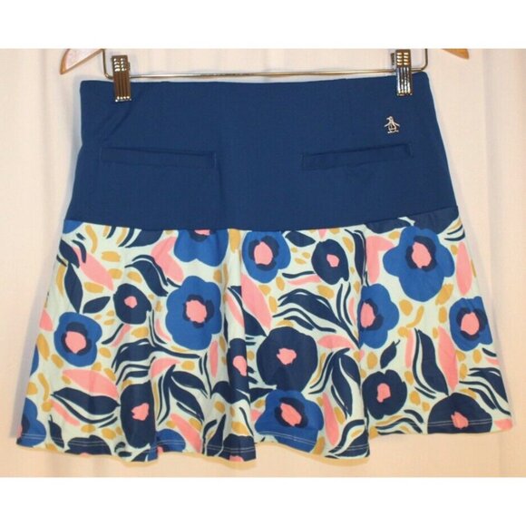 NEW Original Penguin LARGE Papercut Floral Flounce Golf Skort Skirt BLUE - Picture 5 of 5